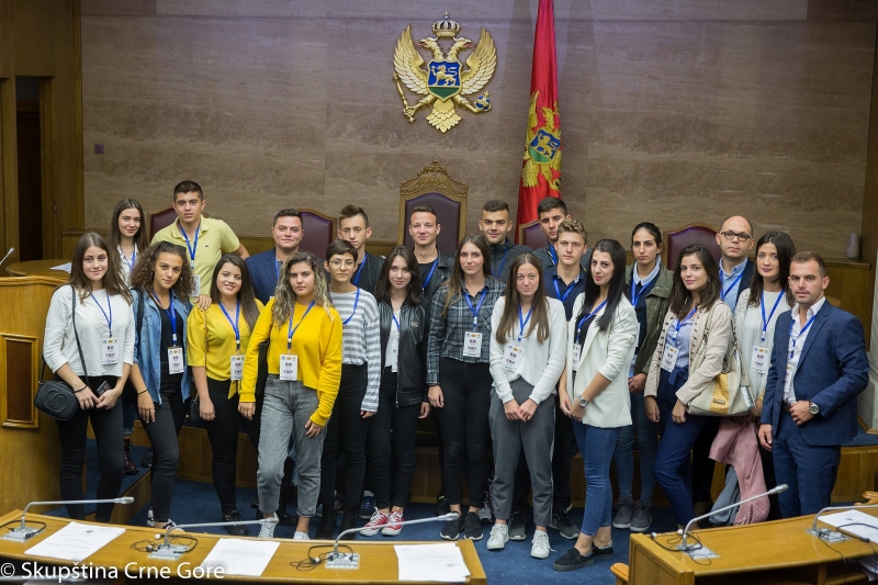 Youth activists of the CSO “New Horizon” from Ulcinj visit the Parliament