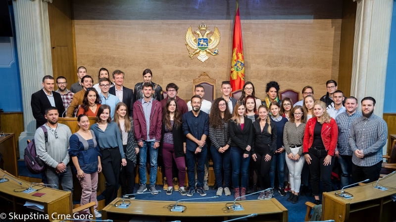 A group of youth workers from the Western Balkans and Turkey visits the Parliament of Montenegro