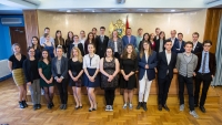 Members of the Democrat Youth Community of Europe and a group of students from France visit the Parliament